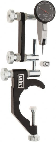 Value Collection - 0.0005" Graduation, 0-15-0 Dial Reading, Indicator & Base Kit - 1-7/8 Inch Clamping Diameter, 0.0005 Inch Graduation, Includes Dial Test Indicator Set - Exact Tooling