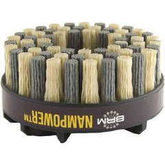 Brush Research Mfg. - 3" 320 Grit Ceramic/Silicon Carbide Straight Disc Brush - Medium Grade, Drive Arbor Connector, 0.7087" Trim Length, 0.63" Shank Diam, 0.63" Arbor Hole - Exact Tooling