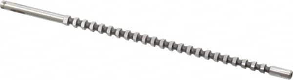 Dumont Minute Man - 1/8" Hex, 1/8" Pilot Hole Diam, 3/16 to 3/8" Length of Cut, Hexagon Broach - 0.1445 to 0.1455" Across Corners, 4-1/8" OAL, 200 Lb Pressure for Max Length of Cut, 1/8" Pitch, High Speed Steel - Exact Tooling