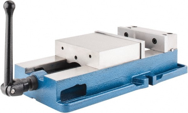 Interstate - 8" Jaw Width, 8" Jaw Opening Capacity, Horizontal Stationary Machine Vise - Manual Operation, 11,250 Lb Capacity, 1 Station, 20" Long x 6.1" High x 1-15/16" Deep, 1-15/16" Jaw Height, Cast Iron - Exact Tooling