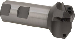 Everede Tool - 60° Lead Angle, 1.708" Max Cut Diam, 3/4" Min Cut Diam, 0.277" Max Depth of Cut, Indexable Chamfer and Angle End Mill - 3 Inserts, APLT 347 Insert Style, 3.2" Overall Length, Straight Shank, 120° Included Angle - Exact Tooling