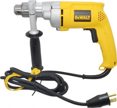 DeWALT - 1/2" Keyed Chuck, 0 to 1,000 RPM, Pistol Grip Handle Electric Drill - 7.8 Amps, 120 Volts, Reversible, Includes 360° Side Handle & Chuck Key with Holder - Exact Tooling