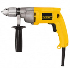 DeWALT - 1/2" Keyed Chuck, 0 to 600 RPM, Pistol Grip Handle Electric Drill - 7.8 Amps, 120 Volts, Reversible, Includes 360° Side Handle & Chuck Key with Holder - Exact Tooling