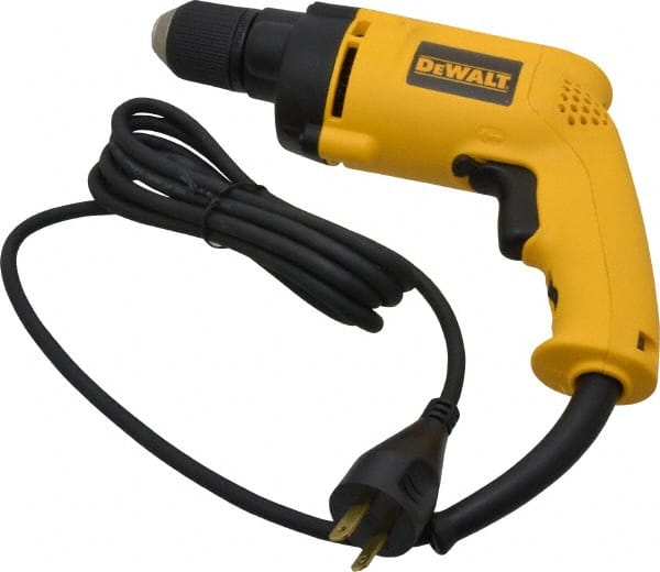 DeWALT - 3/8" Keyless Chuck, 1,200 RPM, Pistol Grip Handle Electric Drill - 6.7 Amps, 120 Volts, Reversible - Exact Tooling