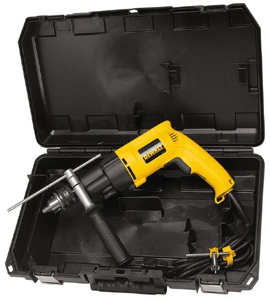 DeWALT - 1/2" Keyed Chuck Electric Hammer Drill - 0 to 46,000 BPM, 0 to 2,700 RPM, Reversible - Exact Tooling