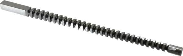 Dumont Minute Man - 3/8" x 9-3/8" Overall Length, 25/64" Pilot Hole Diam, Square Broach - 0.3755 to 0.3765" Tolerance, 0.524 to 0.526" Across Corners, 1/4" Pitch, 3/8 to 1-1/4" LOC, 3,720 Lbs. Pressure for Max LOC - Exact Tooling