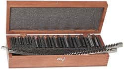 Dumont Minute Man - 13 Piece, 1/8 to 3/8" Keyway Width, Style B & C Keyway Broach Set - Bright Finish High Speed Steel Broach, Collared Bushing, 9/16 to 1-9/16" Bushing Diam - Exact Tooling