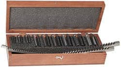 Dumont Minute Man - 13 Piece, 1/8 to 3/8" Keyway Width, Style B & C Keyway Broach Set - Bright Finish High Speed Steel Broach, Collared Bushing, 9/16 to 1-9/16" Bushing Diam - Exact Tooling