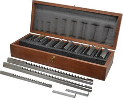 Dumont Minute Man - 12 Piece, 1/8 to 1/4" Keyway Width, Style B & C Keyway Broach Set - Bright Finish High Speed Steel Broach, Collared Bushing, 1/2 to 1-1/2" Bushing Diam - Exact Tooling