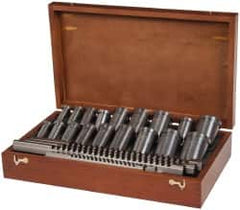 Dumont Minute Man - 23 Piece, 1/8 to 3/8" Keyway Width, Style B & C Keyway Broach Set - Bright Finish High Speed Steel Broach, Collared Bushing, 1/2 to 1-9/16" Bushing Diam - Exact Tooling
