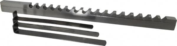 Dumont Minute Man - 1/2" Keyway Width, Style D, Keyway Broach - High Speed Steel, Bright Finish, 9/16" Broach Body Width, 1" to 6" LOC, 13-7/8" OAL, 9,800 Lbs Pressure for Max LOC - Exact Tooling