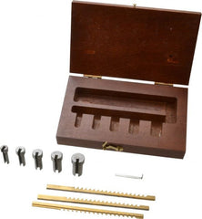 Dumont Minute Man - 8 Piece, 1/16 to 1/8" Keyway Width, Style A Keyway Broach Set - TiN Finish High Speed Steel Broach, Collared Bushing, 1/4 to 1/2" Bushing Diam - Exact Tooling
