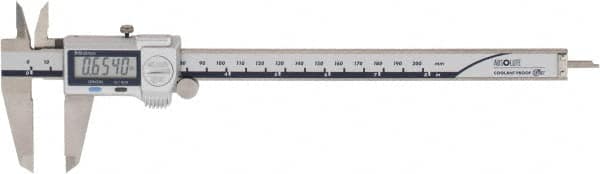 Mitutoyo - 0 to 200mm Range, 0.01mm Resolution, IP67 Electronic Caliper - Stainless Steel with 50mm Stainless Steel Jaws, 0.001" Accuracy, SPC Output - Exact Tooling