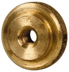 Gibraltar - #10-24 UNC Thread, Uncoated, Brass Round Knurled Check Nut - 1/4" Overall Height, 3/4" Diam x 3/16" Head Height, 1/2" Base Diam - Exact Tooling