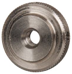 Gibraltar - #10-24 UNC Thread, Uncoated, Stainless Steel Round Knurled Check Nut - 1/4" Overall Height, 3/4" Diam x 3/16" Head Height, 1/2" Diam x 1/16" Base Height - Exact Tooling