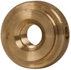Gibraltar - 3/8-16" UNC Thread, Uncoated, Brass Round Knurled Check Nut - 3/8" Overall Height, 1" Head Diam, 3/4" Diam x 3/32" Base Height - Exact Tooling