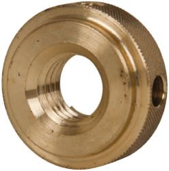 Gibraltar - 5/8-11" UNC Thread, Uncoated, Brass Round Knurled Check Nut - 1/2" Overall Height, 1-3/8" Diam x 3/8" Head Height, 1-1/8" Diam x 1/8" Base Height - Exact Tooling