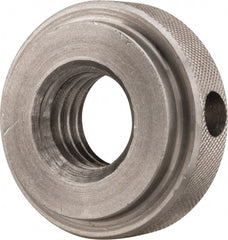 Gibraltar - 5/8-11" UNC Thread, Uncoated, Stainless Steel Round Knurled Check Nut - 1/2" Overall Height, 1-3/8" Diam x 3/8" Head Height, 1-1/8" Diam x 1/8" Base Height - Exact Tooling