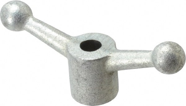 Gibraltar - 2 Offset Arms, 0.499" Hole, Zinc Plated, Reamed Speed Handle - 2-1/4" High, 1/2" Arm Diam, 1-1/8" Hub Diam, 3/4" Ball Diam - Exact Tooling