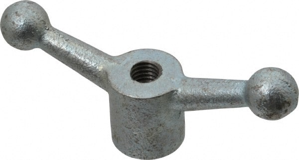 Gibraltar - 2 Offset Arms, 1/2-13" Hole, Zinc Plated, Tapped Speed Handle - 2-1/4" High, 1/2" Arm Diam, 1-1/8" Hub Diam, 3/4" Ball Diam - Exact Tooling