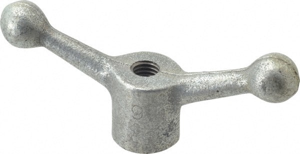 Gibraltar - 2 Offset Arms, 5/8-11" Hole, Zinc Plated, Tapped Speed Handle - 2-1/2" High, 9/16" Arm Diam, 1-3/8" Hub Diam, 7/8" Ball Diam - Exact Tooling