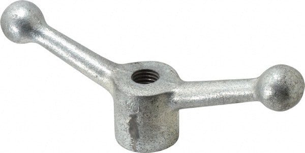 Gibraltar - 2 Offset Arms, 3/4-10" Hole, Zinc Plated, Tapped Speed Handle - 2-15/16" High, 5/8" Arm Diam, 1-5/8" Hub Diam, 1" Ball Diam - Exact Tooling