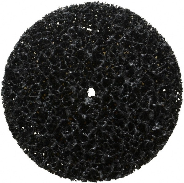 3M - 4" Very Coarse Grade Silicon Carbide Deburring Disc - 1/4" Center Hole, Arbor Connection, Black, 6,000 Max RPM - Exact Tooling