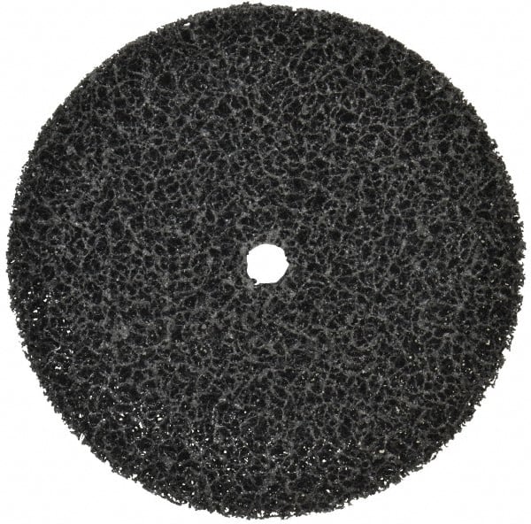 3M - 7" Very Coarse Grade Silicon Carbide Deburring Disc - 5/8" Center Hole, Arbor Connection, Black, 3,300 Max RPM - Exact Tooling