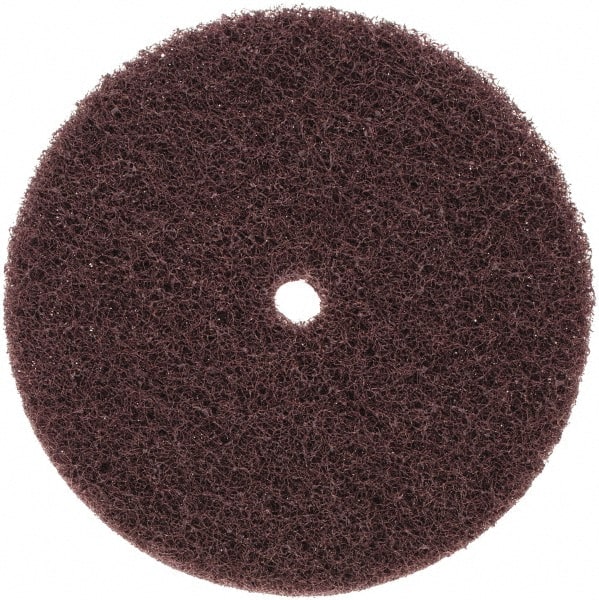 3M - 6" Medium Grade Aluminum Oxide Deburring Disc - 1/2" Center Hole, Arbor Connection, Maroon, 4,000 Max RPM - Exact Tooling