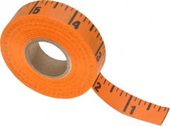 Made in USA - 60 Ft. Long x 5/8 Inch Wide, 1/4 Inch Graduation, Orange, Adhesive Tape Measure - Reads Right to Left - Exact Tooling
