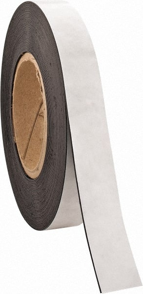 Made in USA - 50' Long x 1" Wide Flexible Magnetic Strip - 4 Lb Max Pull Force, Adhesive Back, Black - Exact Tooling