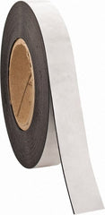 Made in USA - 50' Long x 1" Wide Flexible Magnetic Strip - 4 Lb Max Pull Force, Adhesive Back, Black - Exact Tooling