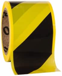 NMC - 200' Long x 3" Wide Roll, Polyethylene, Black & Yellow Barricade Tape - Exact Tooling