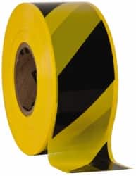 NMC - 1,000' Long x 3" Wide Roll, Polyethylene, Black & Yellow Barricade Tape - Exact Tooling