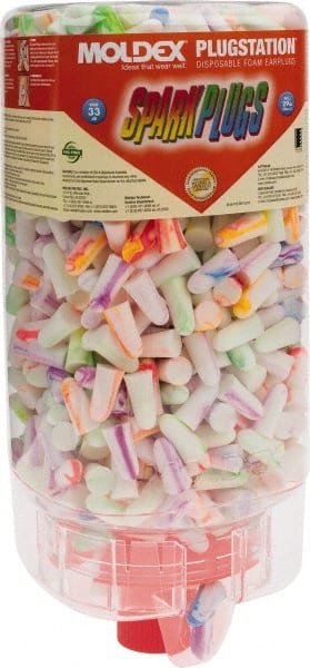 Moldex - One Touch Disposable Non-Refillable Earplug Dispenser with 33 dB Earplugs - Assorted Color Earplugs, 500 Pairs, Includes Mounting Bracket, Template & Hardware - Exact Tooling