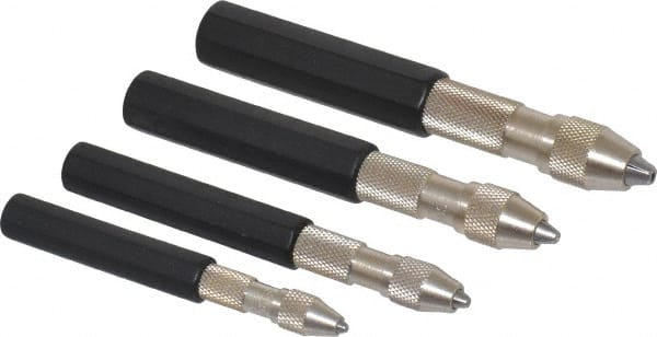 Starrett - 4 Piece 0.187" Pin Vise Set - 4.8mm Max Capacity, 0.187" Max Capacity, Comes in Vinyl Case - Exact Tooling
