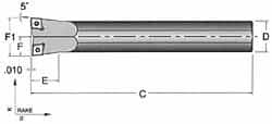 Dorian Tool - 15/16" Min Bore Diam, 5-1/2" OAL, 5/8" Shank Diam, S-DCLC Indexable Boring Bar - CC.T Insert, Screw Holding Method - Exact Tooling