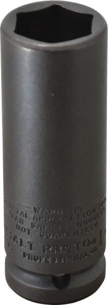 Proto - 3/4" Drive 1" Deep Thin Wall Impact Socket - 6 Points, 4" OAL - Exact Tooling