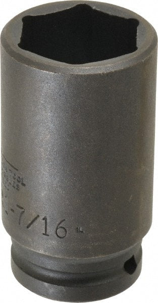 Proto - 3/4" Drive 1-7/16" Deep Thin Wall Impact Socket - 6 Points, 3-1/2" OAL - Exact Tooling