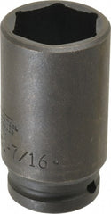 Proto - 3/4" Drive 1-7/16" Deep Thin Wall Impact Socket - 6 Points, 3-1/2" OAL - Exact Tooling