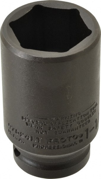 Proto - 3/4" Drive 1-1/2" Deep Thin Wall Impact Socket - 6 Points, 3-1/2" OAL - Exact Tooling