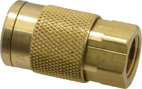 Coilhose Pneumatics - 1/4 Female NPT Acme Pneumatic Hose Coupler - Brass, 1/4" Body Diam - Exact Tooling