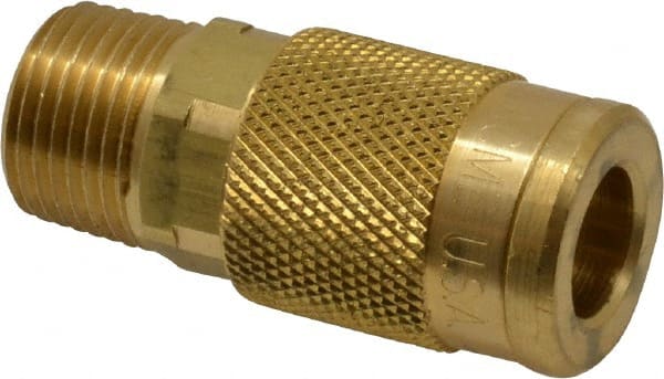 Coilhose Pneumatics - 3/8 Male NPT Acme Pneumatic Hose Coupler - Brass, 1/4" Body Diam - Exact Tooling