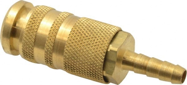 Coilhose Pneumatics - Hose Barb Industrial/Acme Pneumatic Hose Coupler - Brass, 1/4" Body Diam, 1/4" Hose ID - Exact Tooling