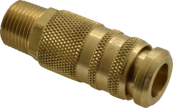 Coilhose Pneumatics - 3/8 Male NPT Industrial/Acme Pneumatic Hose Coupler - Brass, 1/4" Body Diam - Exact Tooling