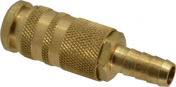 Coilhose Pneumatics - Hose Barb Industrial/Acme Pneumatic Hose Coupler - Brass, 1/4" Body Diam, 3/8" Hose ID - Exact Tooling