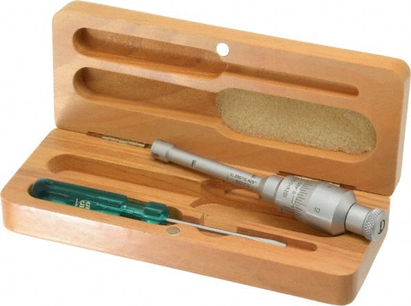 SPI - 0.35 to 0.425", 2" Gage Depth, Mechanical Inside Hole Micrometer - 0.0001" Graduation, 0.0001" Accuracy, Ratchet Stop Thimble - Exact Tooling