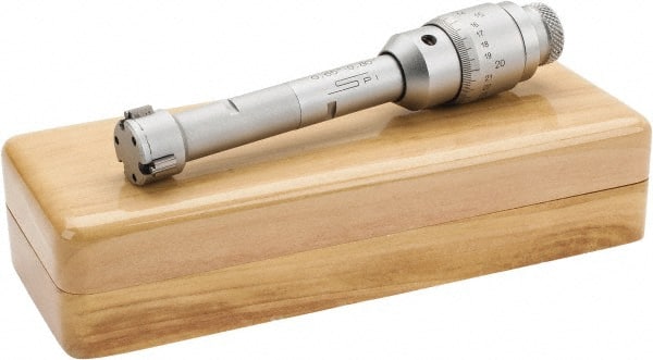 SPI - 0.65 to 0.8", 2.36" Gage Depth, Mechanical Inside Hole Micrometer - 0.0002" Graduation, 0.0002" Accuracy, Ratchet Stop Thimble - Exact Tooling