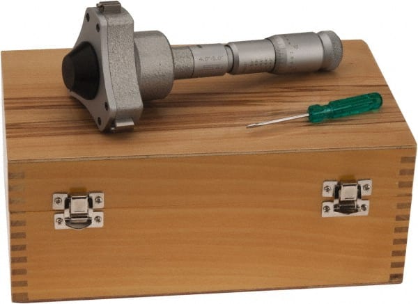 SPI - 4 to 5", 5.51" Gage Depth, Mechanical Inside Hole Micrometer - 0.0002" Graduation, 0.0004" Accuracy, Ratchet Stop Thimble - Exact Tooling