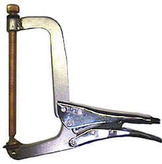 Grip-On - 15" OAL Standard Jaw Spindle C-Clamp Weld Locking Pliers - Exact Tooling